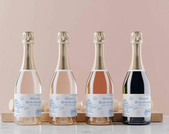 Last Toast On The Coast Mini Champagne label, Coastal Beach Bach Weekend Party Digital Bachelorette Decor, Editable Shot Label Template, A9