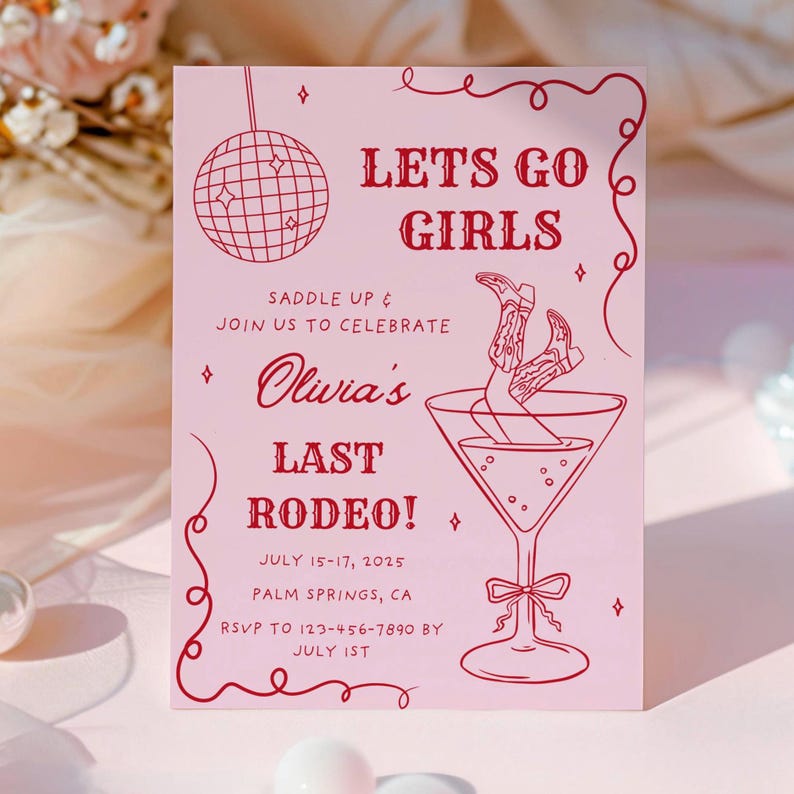 Last Rodeo Bachelorette Invite & Itinerary Template, Nashville Bach Party Weekend Invitation, Disco Cowgirl Western Country Bachelorette image 2