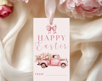 Printable Happy Easter Gift Tags, Easter Bunny Favor Tag For Kids School Classroom, Pastel Easter Egg Tag, Editable Teacher Gifts for Easter