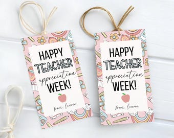 Happy Teacher Appreciation Week Gift Tags, Teacher Appreciation Gift, Printable Thank You Favor Tags, Gift Card Tag, Goodie Bag Tag Label