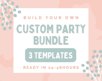 Build Your Party Decor Bundle, Matching Party Decorations, Made To Order, Customize Your Birthday Party Decor, Personalized Party Printables