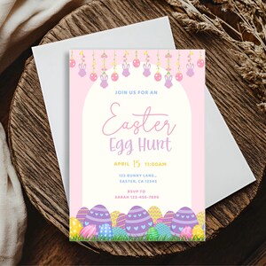 Easter Egg Hunt Invitation Template, Printable Easter Brunch Invitation, Editable Easter Party Invite Template, Digital Easter Invite