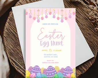 Easter Egg Hunt Invitation Template, Printable Easter Brunch Invitation, Editable Easter Party Invite Template, Digital Easter Invite