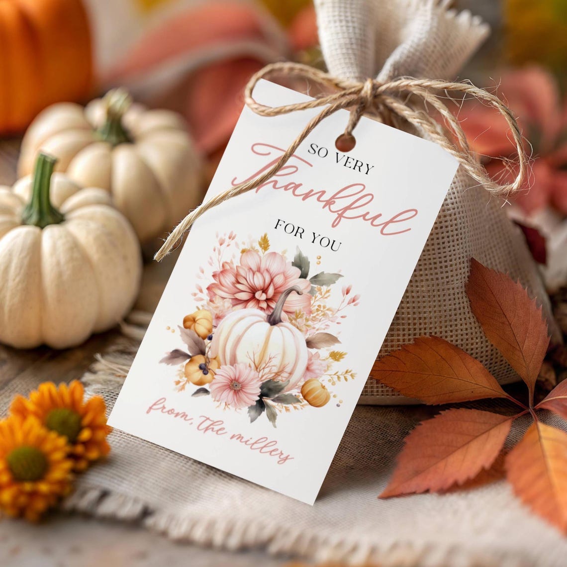 Editable Thanksgiving Favor Tag, Printable Thankful for You Tag, Fall ...