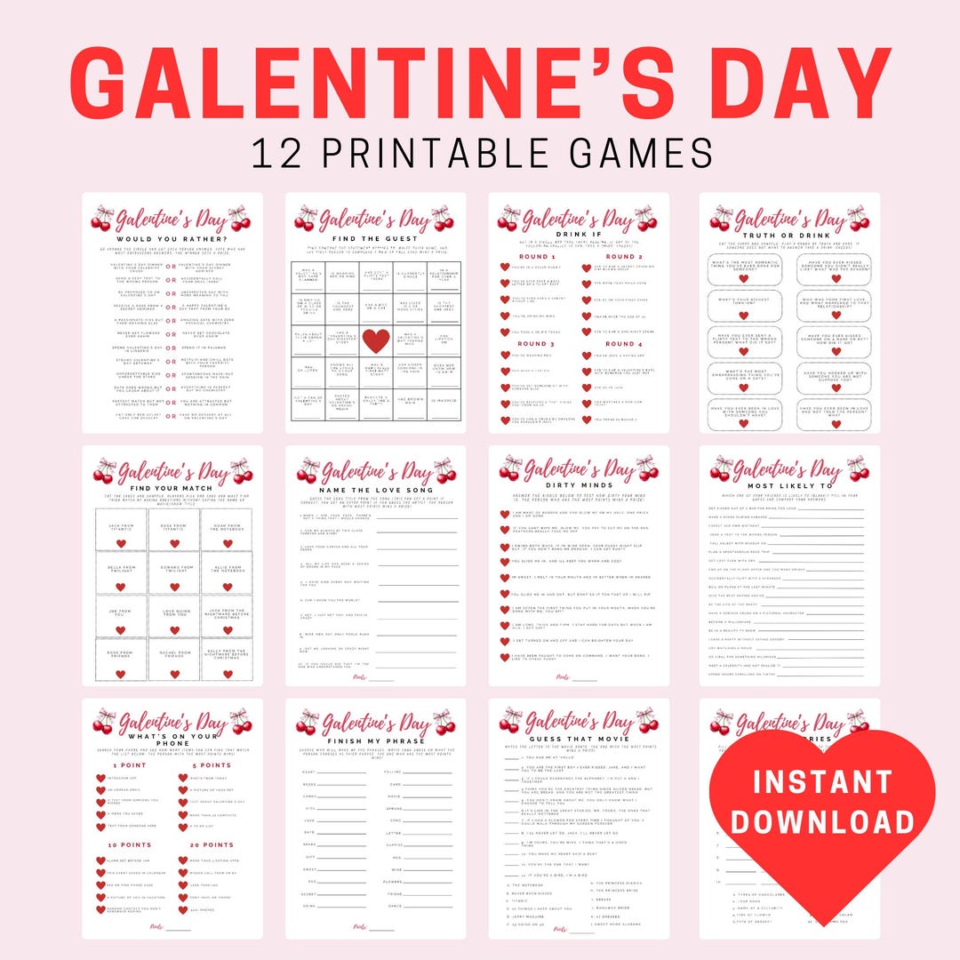Galentines Day Party Printable Bundle Games for Ladies Night Valentines ...