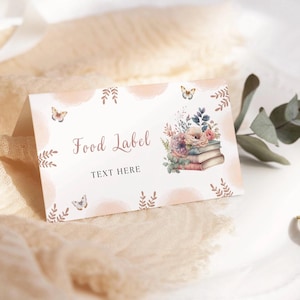 Un nuovo capitolo inizierà presto Baby Shower Food Cards, stampabili a tema libro per Baby Shower, decorazioni per Baby Shower con fiabe, etichette per alimenti, A4