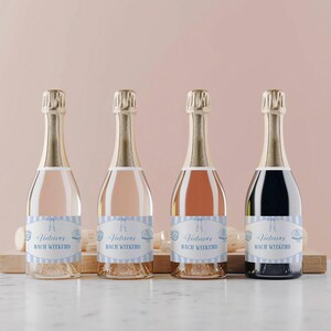 Seashells and Wedding Bells Champagne Labels, Last Toast On The Coast, Editable Coastal Bachelorette Decor, Custom Bach Party Favor, A8