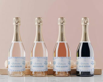 Seashells and Wedding Bells Champagne Labels, Last Toast On The Coast, Editable Coastal Bachelorette Decor, Custom Bach Party Favor, A8