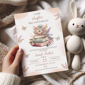A New Chapter Baby Shower Invitation Template, Her Next Chapter Begins, Book Themed baby shower, Gender Neutral Storybook Baby Shower Invite