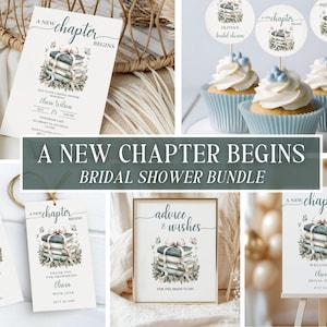 A New Chapter Bridal Shower Bundle Invitation Set, Book Theme Bridal Shower, Storybook Bridal Shower Decor, Storybook Wedding Shower Invite