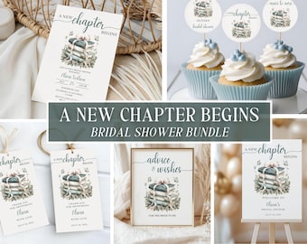 A New Chapter Bridal Shower Bundle Invitation Set, Book Theme Bridal Shower, Storybook Bridal Shower Decor, Storybook Wedding Shower Invite