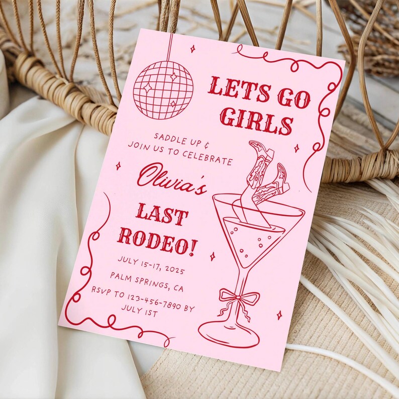 Last Rodeo Bachelorette Invite & Itinerary Template, Nashville Bach Party Weekend Invitation, Disco Cowgirl Western Country Bachelorette image 3
