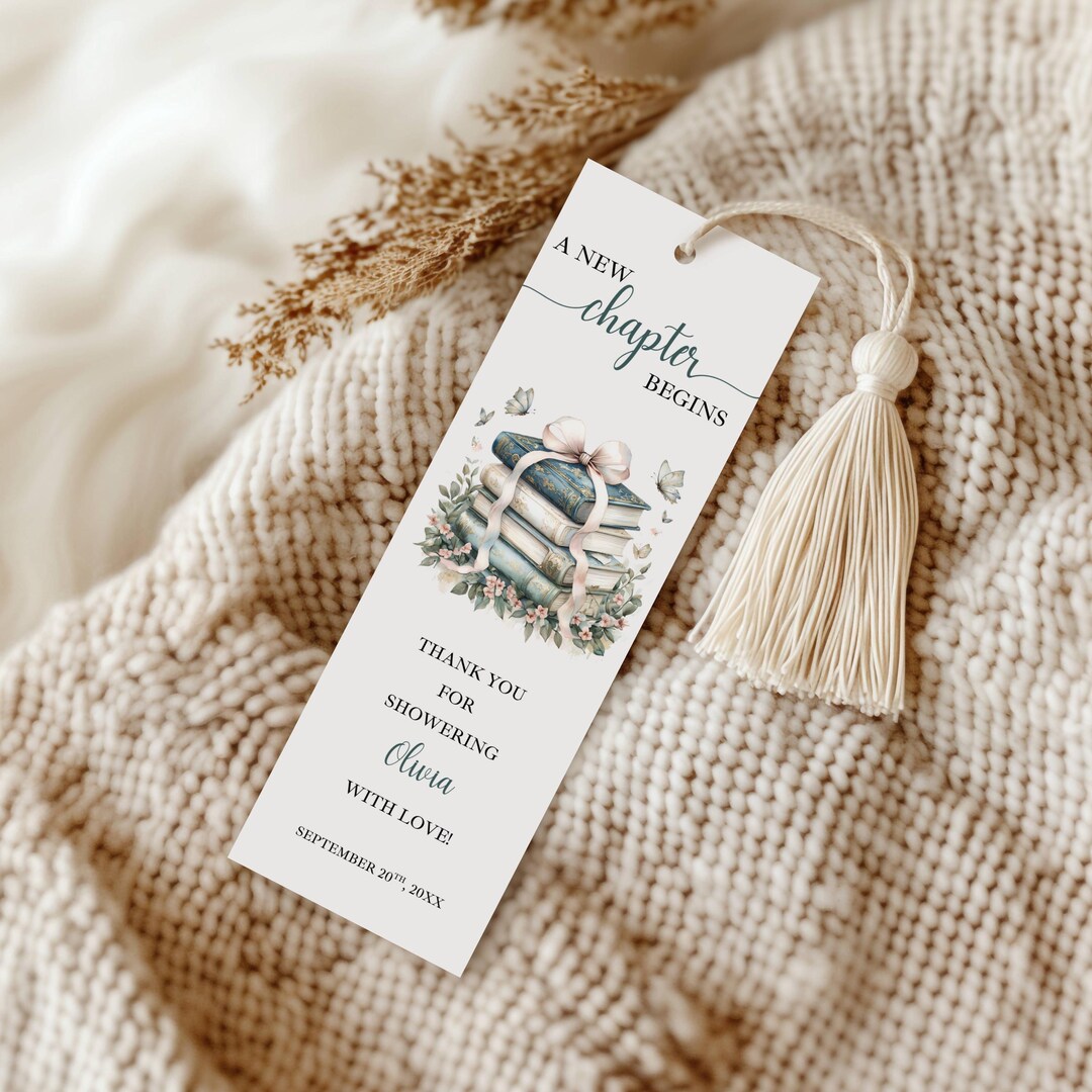 A New Chapter Bookmark Template, Her Next Chapter Begins Bridal Shower ...