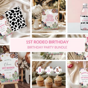 Cowgirl First Rodeo 1st Birthday Bundle, My First Rodeo Birthday Baby Girl Invite, First Rodeo Girl Party, Cowgirl Theme Invite, A7