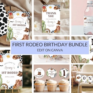 First Rodeo Birthday Invitation Bundle, Digital Cowboy 1st Rodeo Party Decor, Boy Western First Rodeo Theme Birthday, My First Rodeo Party