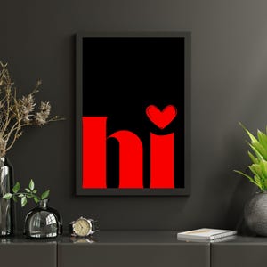 Minimalist Wall Art, Hi Printable Wall Art, Typography Print, Entryway Print, Welcome Wall Art, Digital Download, Trendy Wall Art, Hi Poster