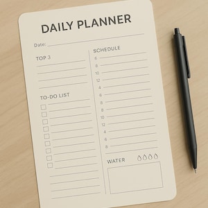 Minimalist Daily Planner Printable, Productivity Planner, Structure, Instant download, Printable
