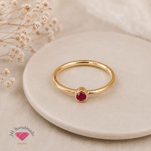 9ct Gold Ruby Stacking Ring: Custom Handmade Gemstone Jewellery Fully Hallmarked yellow gold