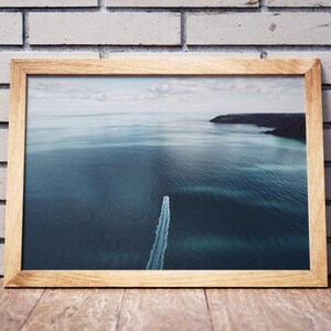 Photography Print of Jersey&#39;s North Coast with a Speed Boat