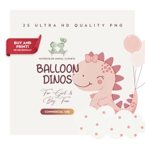 25 clipart de dinossauros em aquarela de alta qualidade para festa de aniversário, artesanato e estampas para chá de bebê, PNGs fofos de dinossauros para decoração de berçário