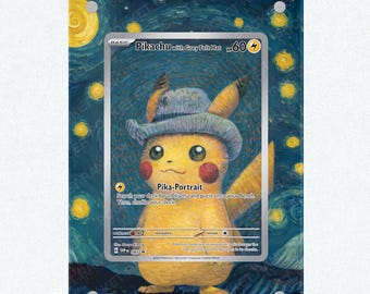 Vetrina espositiva con opere d'arte estese di Van Gogh Pikachu - Pokémon