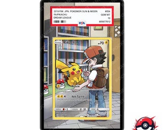 Pikachu 054 Dream League / Eclipse Cósmico - Vitrina con ilustraciones extendidas de Pokémon PSA