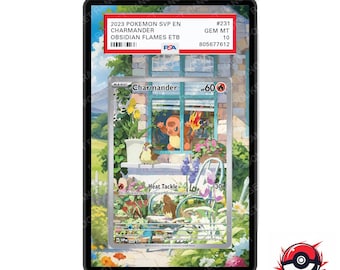 Promoción de Charmander 044 Llamas de Obsidiana - Vitrina con ilustraciones extendidas de Pokémon (PSA)