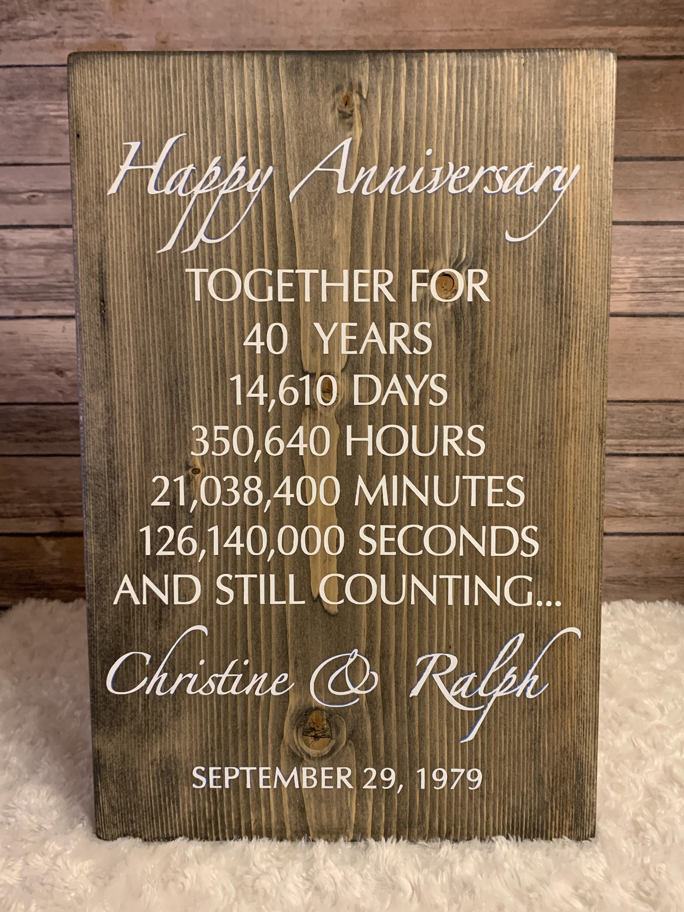 Happy 40th Anniversary Wood Sign, Anniversary Wood Sign 11 X 17/ Wall