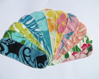 Mystery Pack Set of 10 Aloha Print Cloth Menstrual Pantyliners - Long