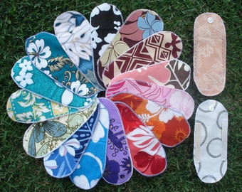 Mystery Pack Set of 20 Aloha Print Cloth Menstrual Pantyliner w/ 2 detacheable wings - Short