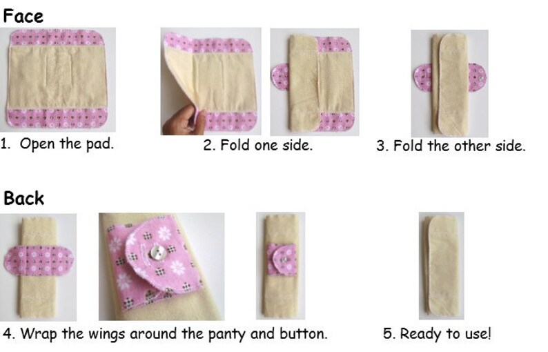 8 Medium Flow FOLDABLE Cloth Menstrual Pads W/wings 9 Etsy