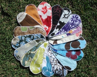 Mystery Pack Set of 10 Aloha Print Cloth Menstrual Pantyliners - Short