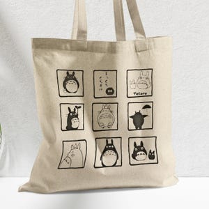Totoro Tote Bag: Studio Ghibli Inspired Recycled Cotton Shoulder Bag