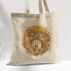 Totoro Tote Bag: Studio Ghibli Recycled Cotton Canvas Shoulder Bag