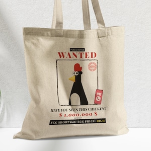 Sac fourre-tout drôle de poulet - Sac fourre-tout mignon pour les propriétaires de poulet - Sac fourre-tout poulet de ferme - Sac d'épicerie en toile