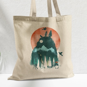Bolso de lona inspirado en Totoro: bolso de hombro con dibujos kawaii