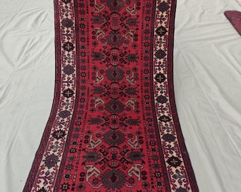 3x6 Ft  Medallion Afghan Herati Antique Runner Rug, Afghan Tribal Vintage Runner Rug (2.9x6.2)