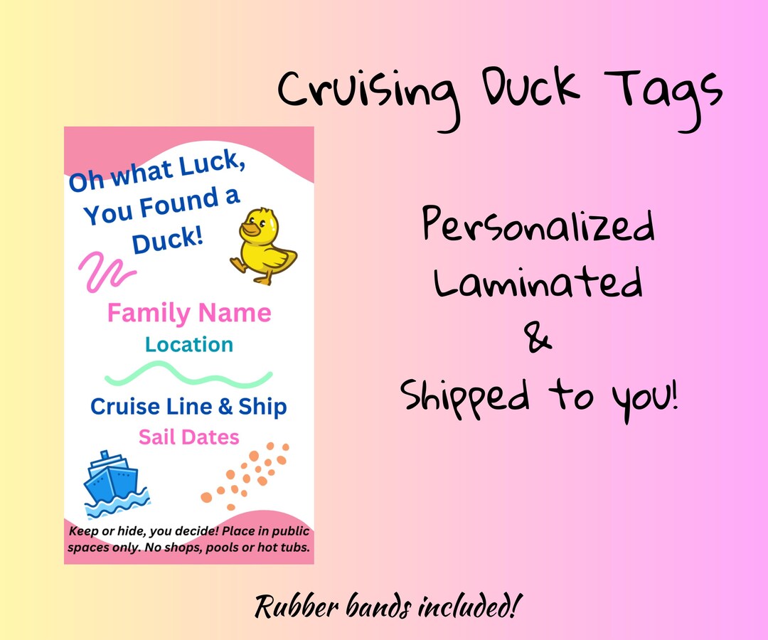 Cruising Duck Tags | Laminated, Personalized & Shipped W/ Rubber Bands ...