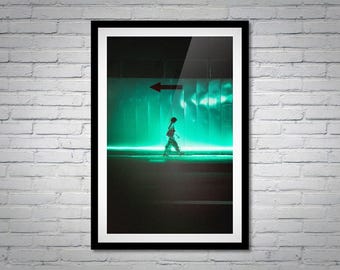 Fukuoka Neon Street Photography Print: Urban Japan Night Scene