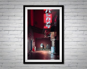 Tokyo Neon Street Photography Print: Shinjuku Rainy Night Scene