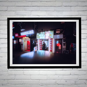 Tokyo Night Street Photography – Neon Club Signs and Urban Glow in Shinjuku Red Light District, Japan Cityscape Wall Art Print