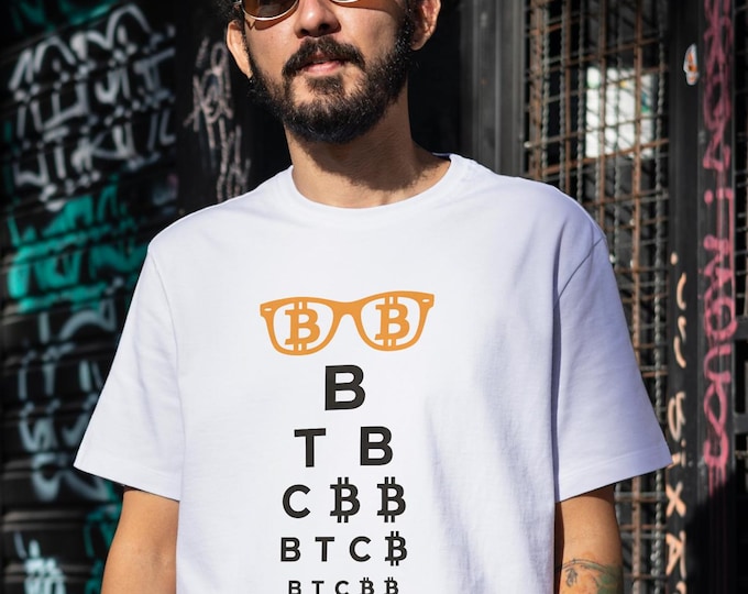Bitcoin Eye Chart T-Shirt | Crypto Vision Test Tee, BTC Trading Meme Shirt, Cryptocurrency Humor Gift for Traders