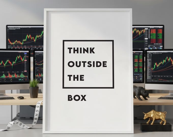 Think Outside The Box Poster, Minimalist Office Decor, Innovation Quote Print