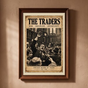 Vintage Trading Floor Poster, 1920s Stock Market Wall Art, The Traders Sepia Print, Wall Street History Decor, Financial History Gift