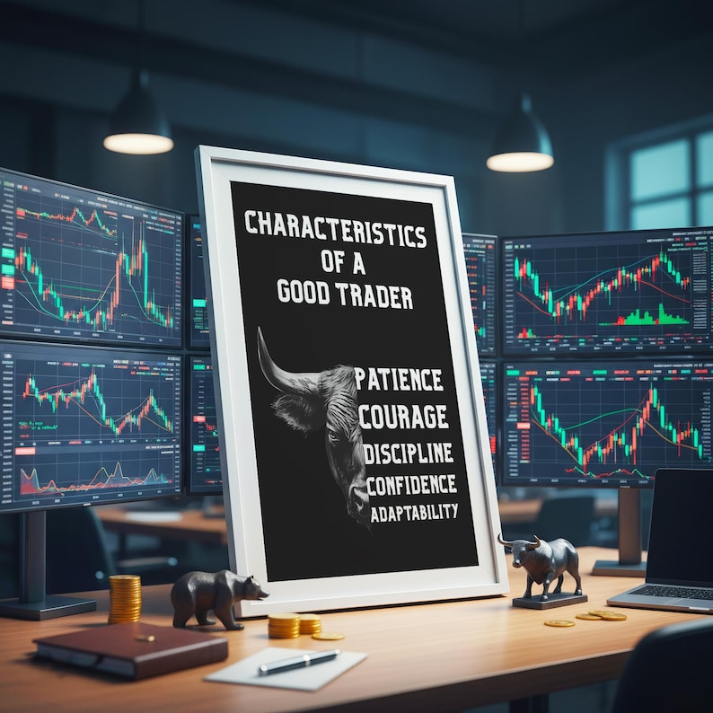 Trading Decor Trading Psychology Poster | Bull Wall Art Print | Stock Market Trader ...