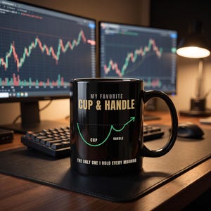 Mugg med kopp och handtagsmönster, kaffemugg med teknisk analys, present till handlare med diagrammönster, present till aktiemarknaden, present till investerare med dagspresent