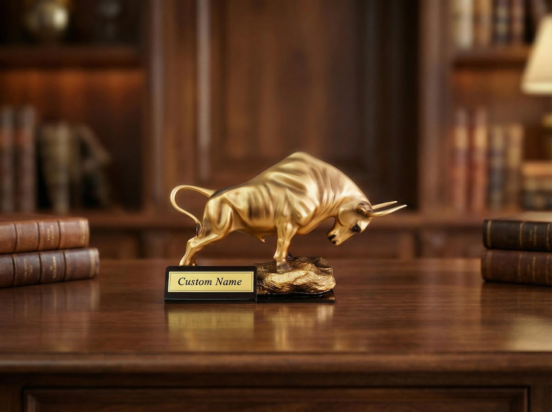 Personalized Wall Street Bull Statue, Custom Engraved Nameplate, Gift ...
