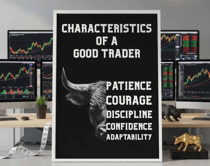 Trading Psychology Poster: Bull Art, Investor Gift
