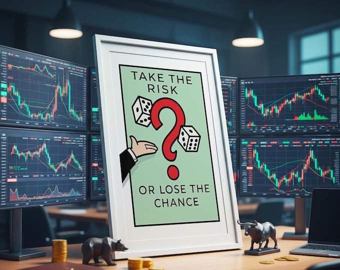 Take the Risk or Lose the Chance Poster | Motivational Dice Question Mark Art