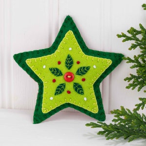 Star Felt Christmas Ornament, Embroidered Star Holiday Ornament